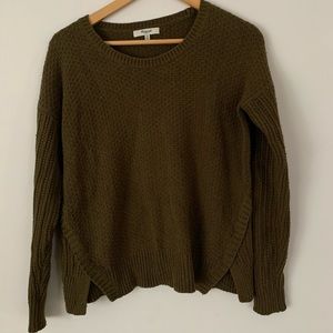 Madewell green ripped knit sweater minimal